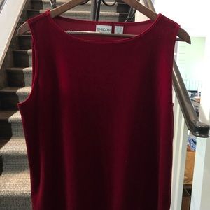 Chico’s size 2 red sleeveless velour tank top.